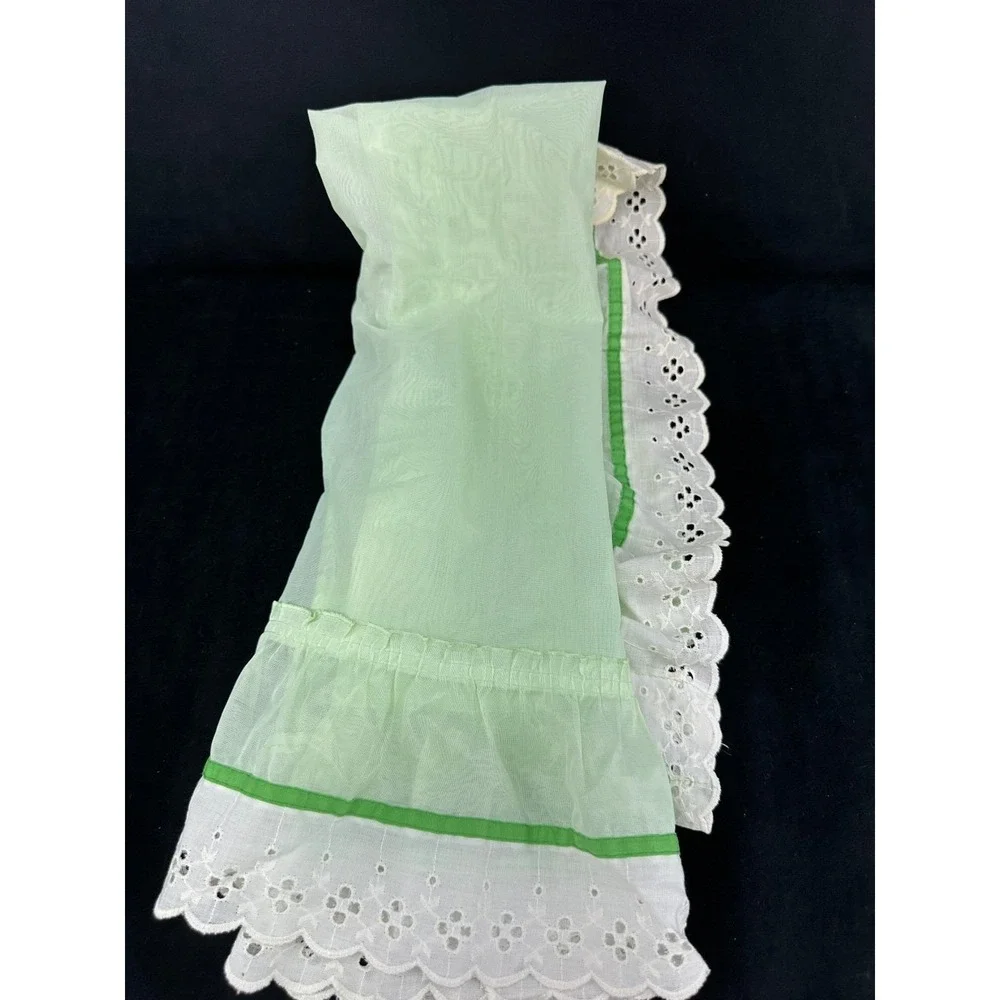 Vintage JC PENNEY Green Curtain Set Panels Valance Tie Backs Irish Cottage Core